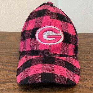 Pink and Black Plaid Cap with Logo